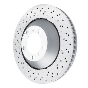 Porsche 911 Brake Rotor (1) - Left Front - R1 Concepts - Drilled Carbon Alloy GeoMET - `13-`19